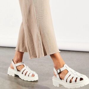 Free People White Strappy Platform Fisherman Sandals
